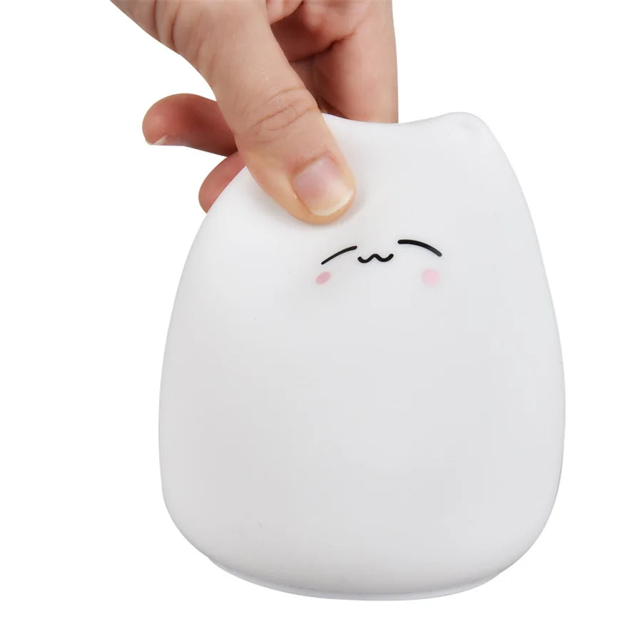 Cat Night Light - 7-Color Silicone Touch Lamp