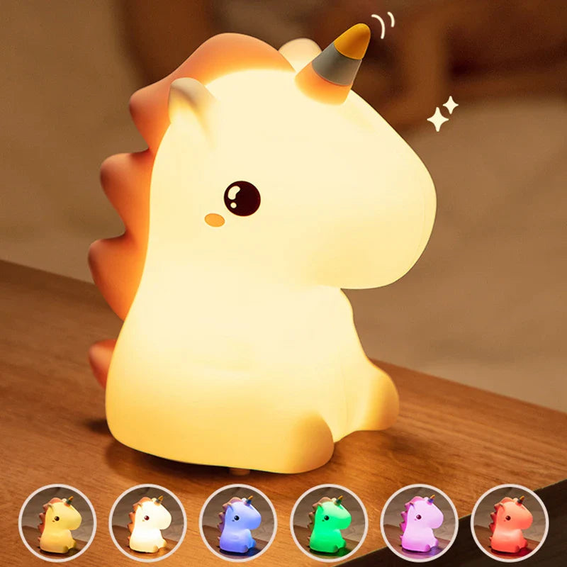 Unicorn LED Night Light - USB Rechargeable Silicone Lamp