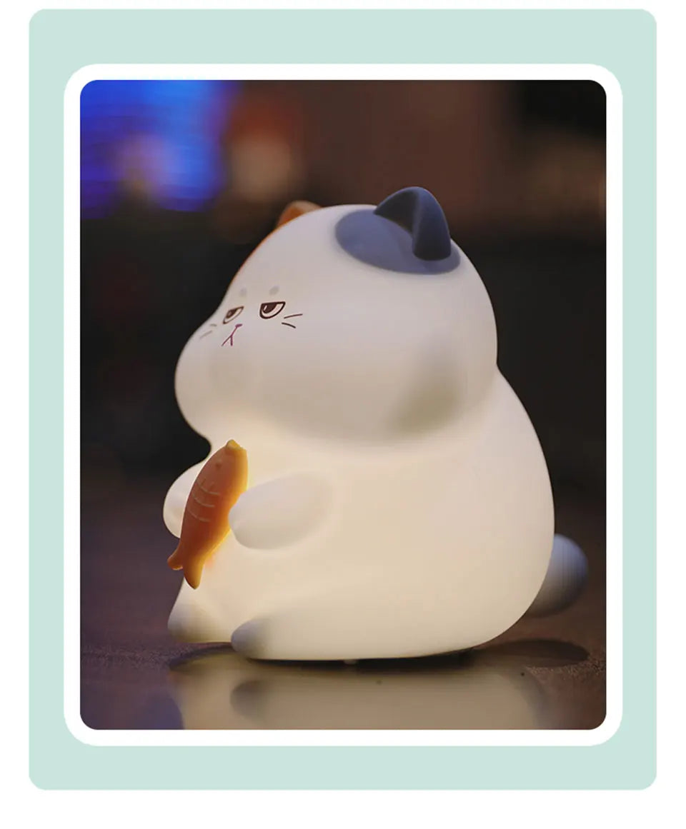 Gluttonous Cat Night Light - Fun Silicone Patting Lamp