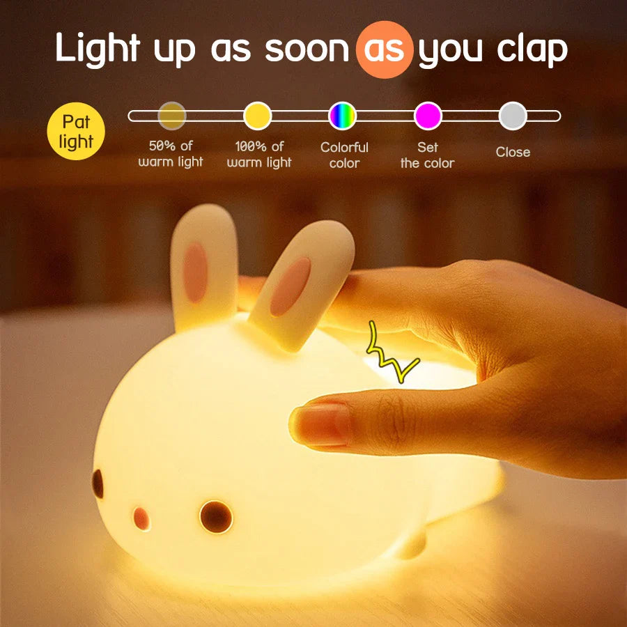 Rabbit Silicone Night Light - Touch Bedside Lamp