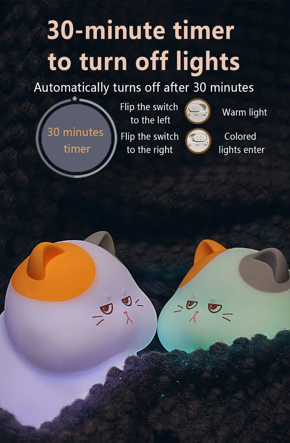 Gluttonous Cat Night Light - Fun Silicone Patting Lamp