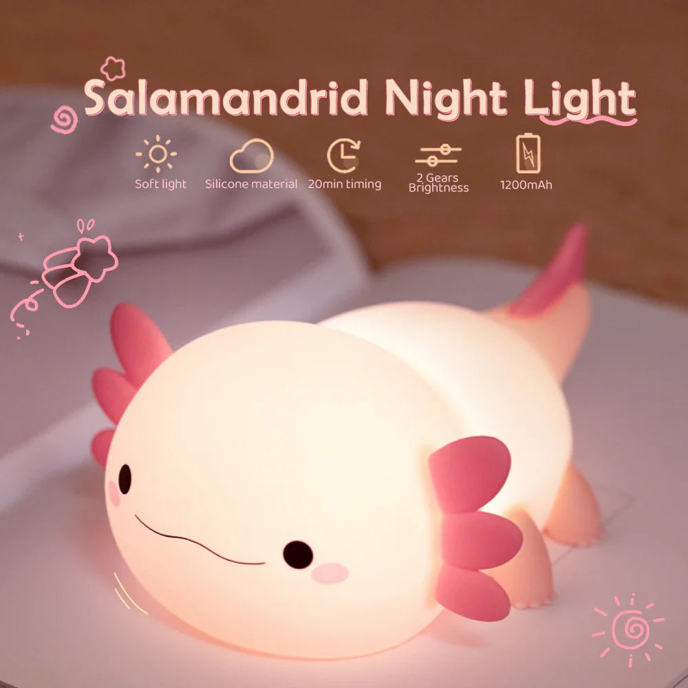 Axolotl Silicone Night Light - Touch Bedside Lamp