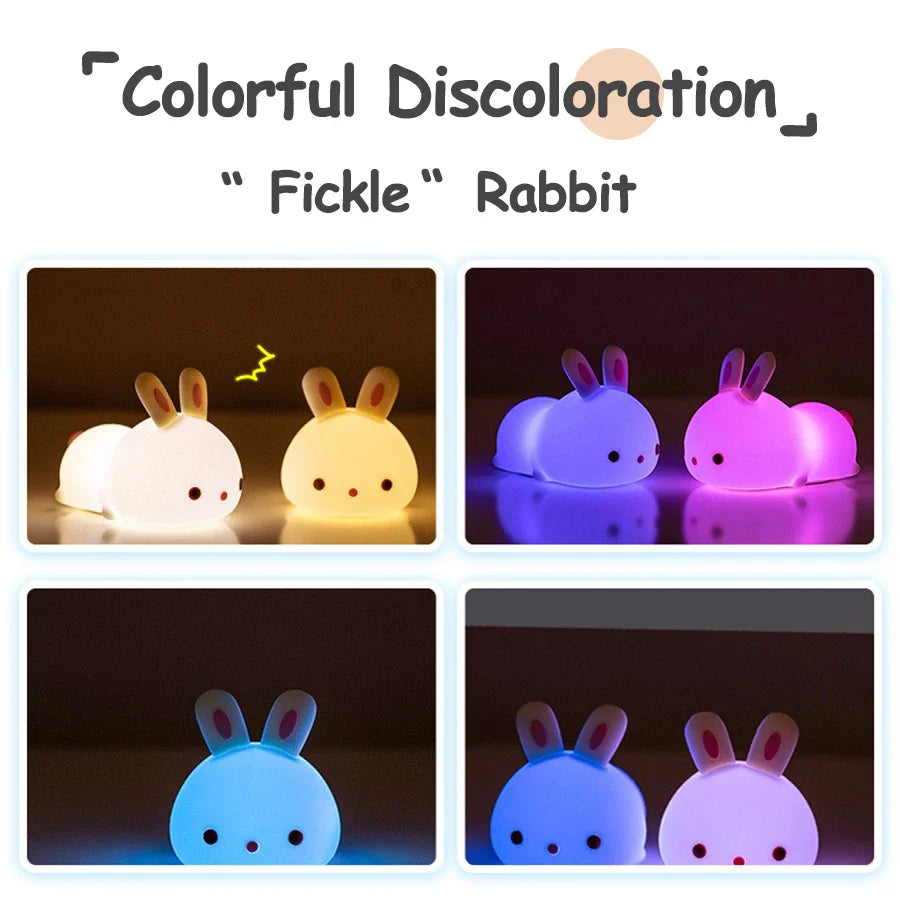 Rabbit Silicone Night Light - Touch Bedside Lamp