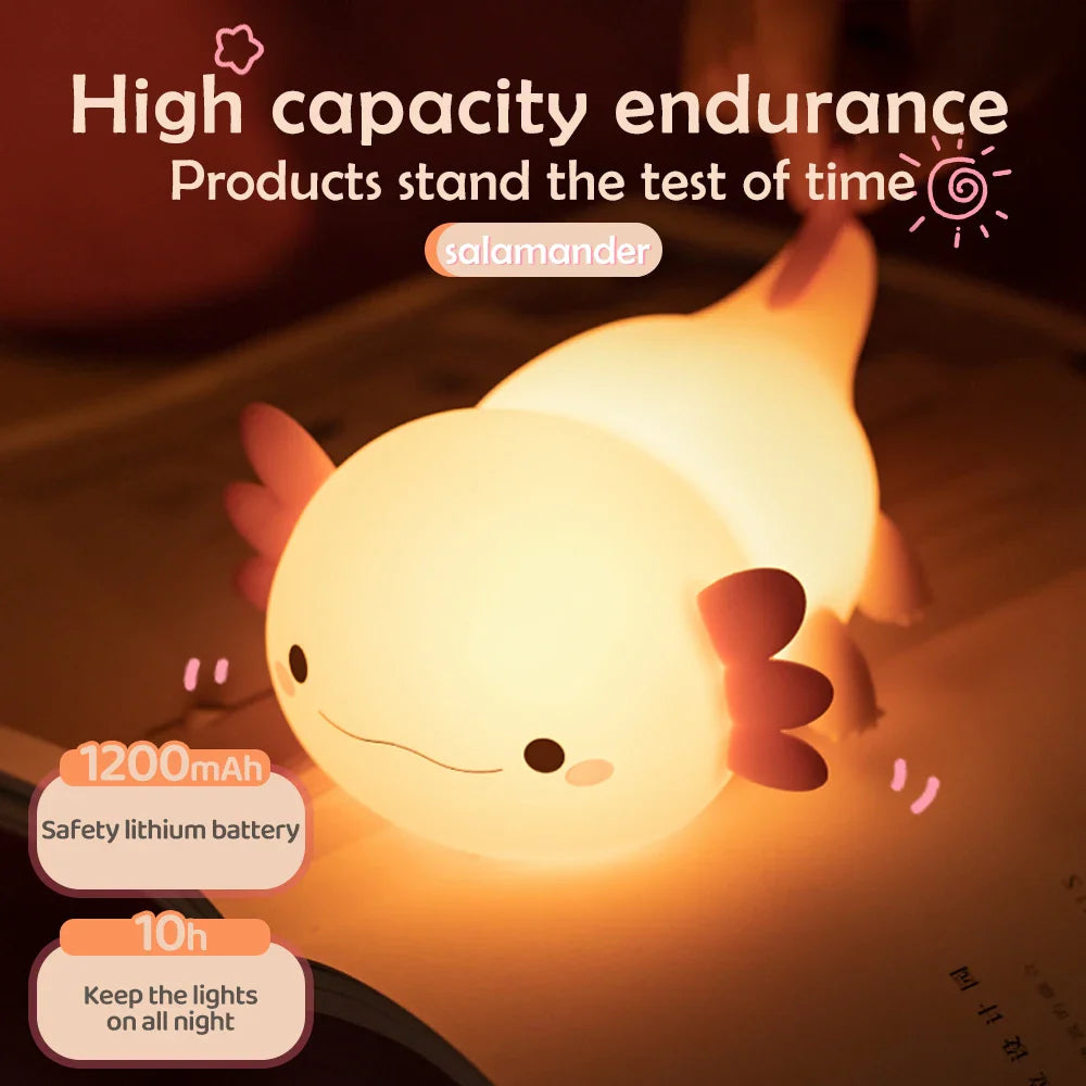 Axolotl Silicone Night Light - Touch Bedside Lamp