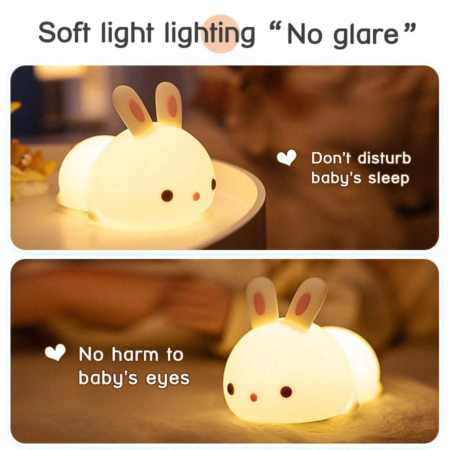 Rabbit Silicone Night Light - Touch Bedside Lamp
