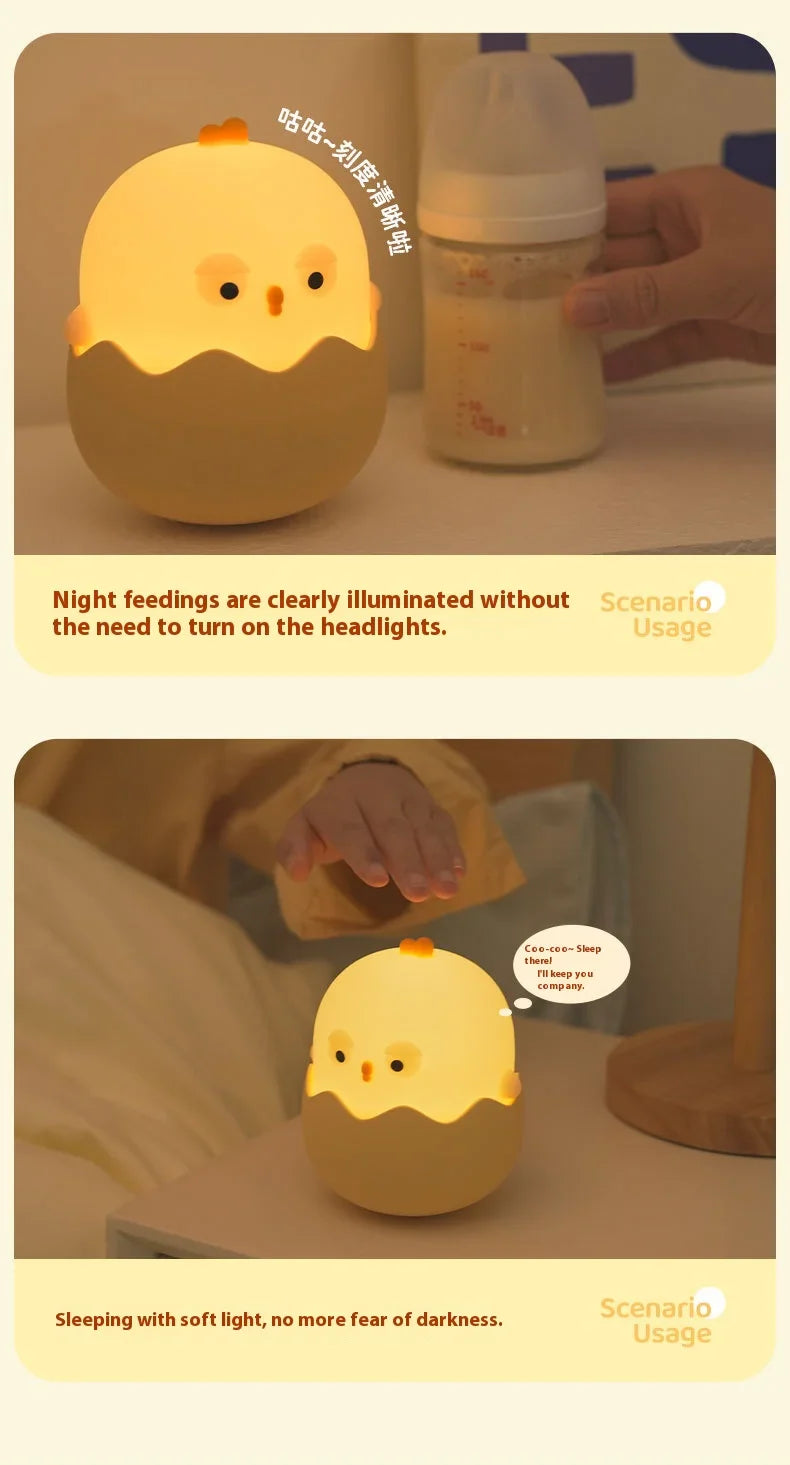 Chick Eggshell Night Light - USB Rechargeable Animal Lamp