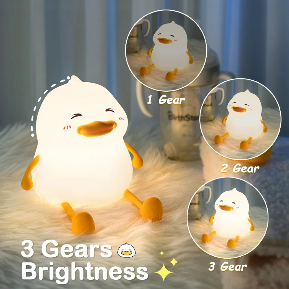 Duck Silicone Night Light - USB Rechargeable Dimmable Nursery Lamp