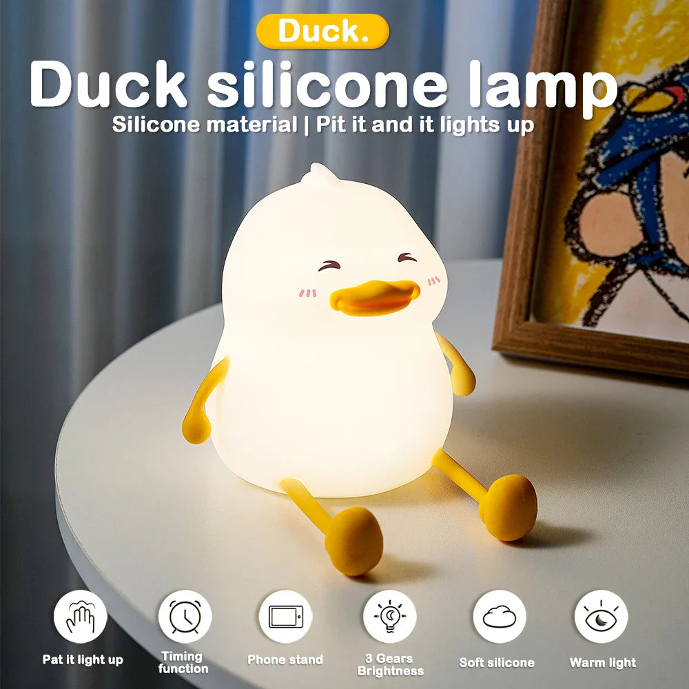 Duck Silicone Night Light - USB Rechargeable Dimmable Nursery Lamp
