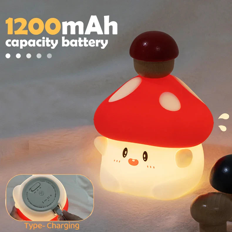 Mushroom Nursery Night Light - Touch Lamp with 2-Level Brightness