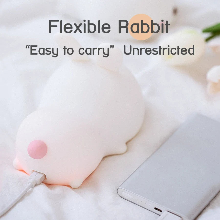 Rabbit Silicone Night Light - Touch Bedside Lamp