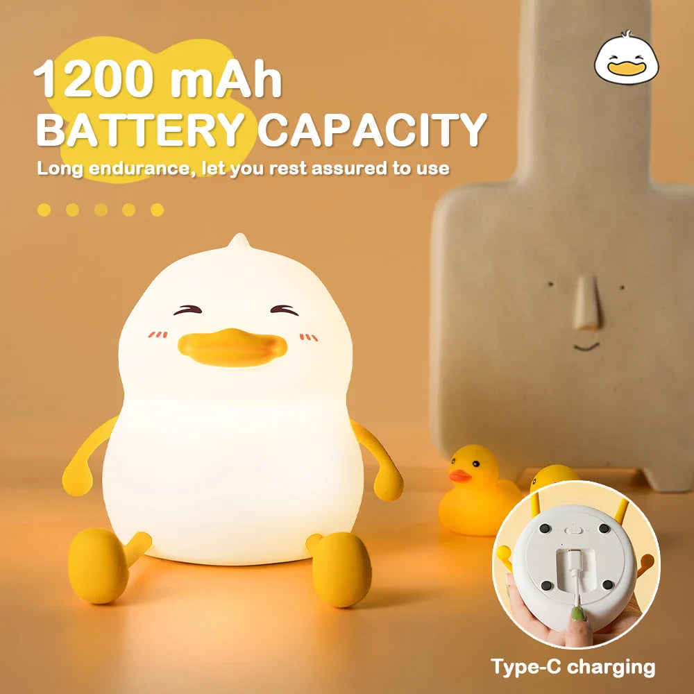 Duck Silicone Night Light - USB Rechargeable Dimmable Nursery Lamp