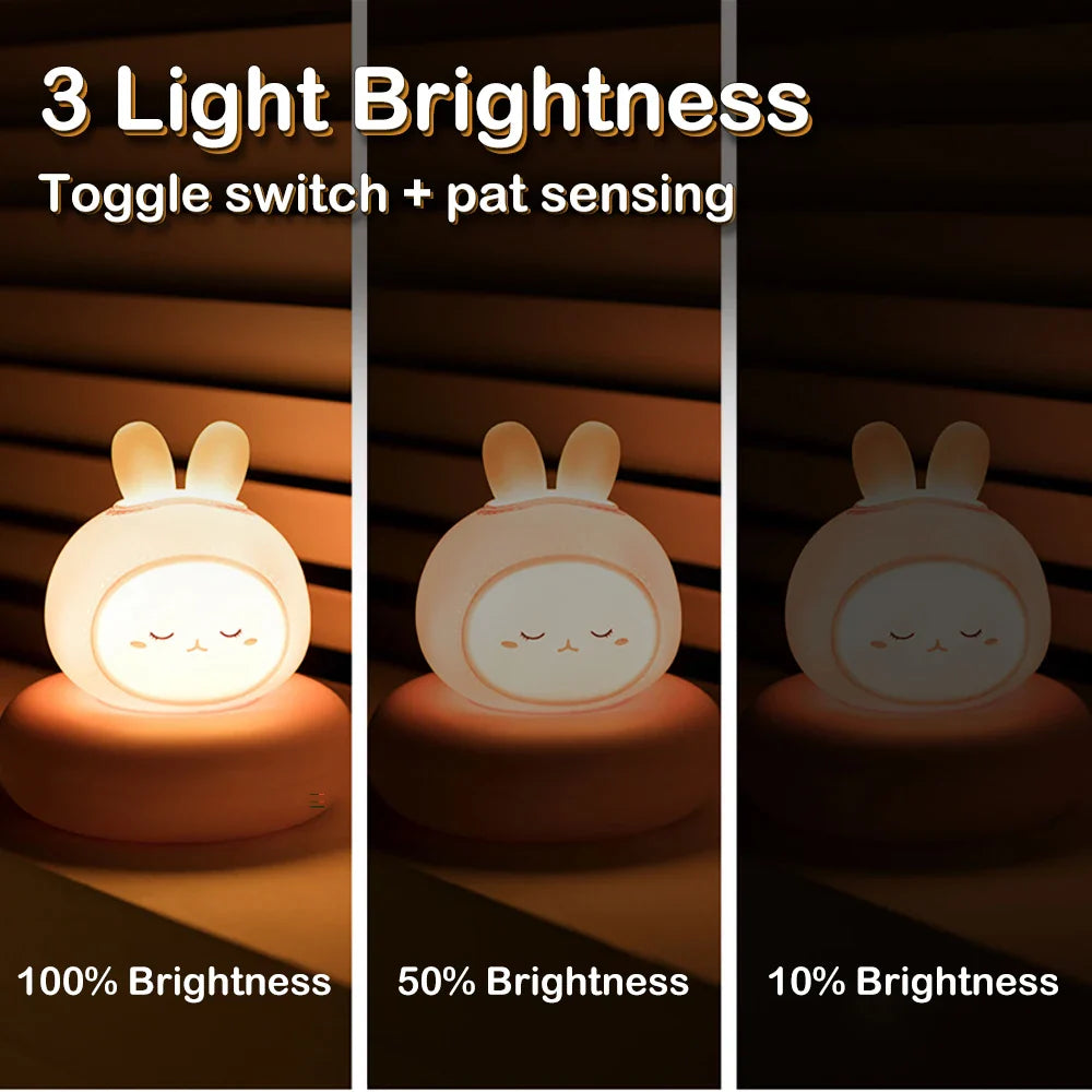 Dimmable Animal Night Light - USB Rechargeable Nursery Lamp