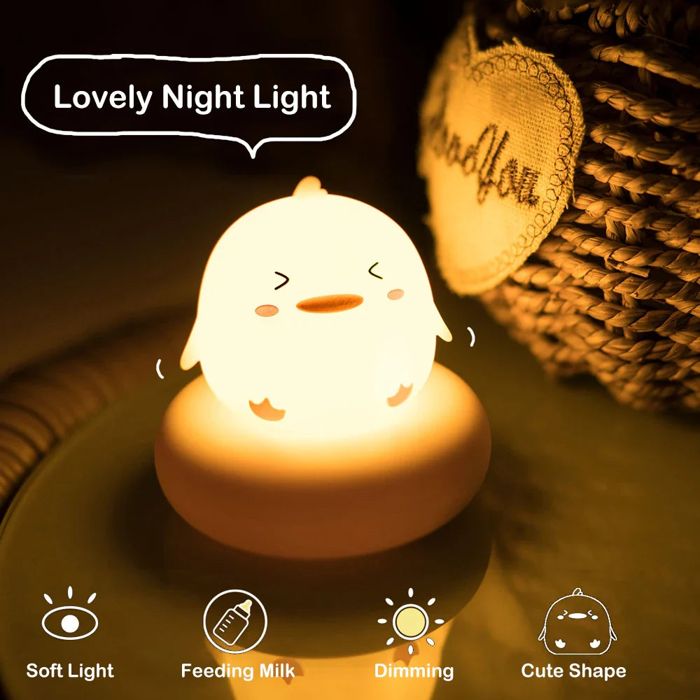 Dimmable Animal Night Light - USB Rechargeable Nursery Lamp