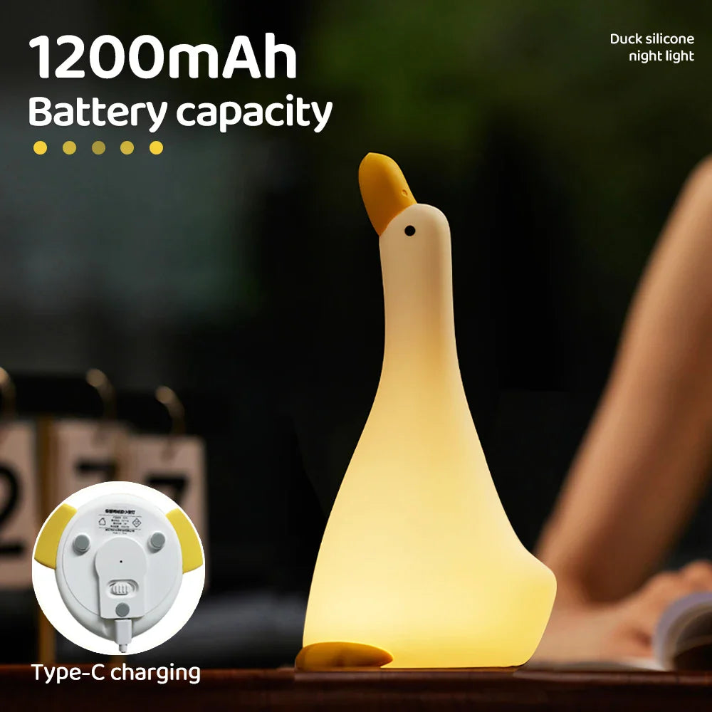 Duck Silicone Night Light - USB Rechargeable Dimmable Nursery Lamp
