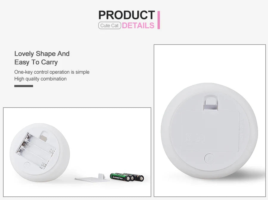 Cat Night Light - 7-Color Silicone Touch Lamp