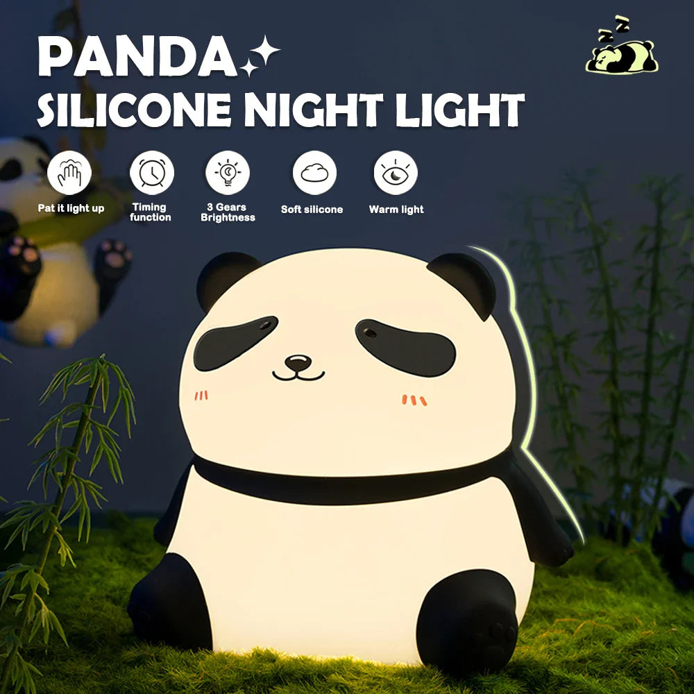 Panda Nursery Night Light - Dimmable Touch Lamp with Timer