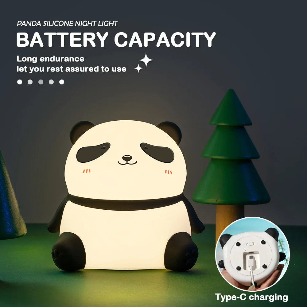 Panda Nursery Night Light - Dimmable Touch Lamp with Timer