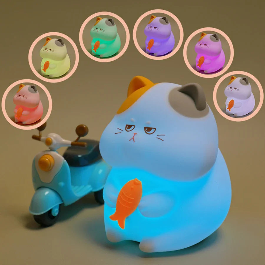 Gluttonous Cat Night Light - Fun Silicone Patting Lamp