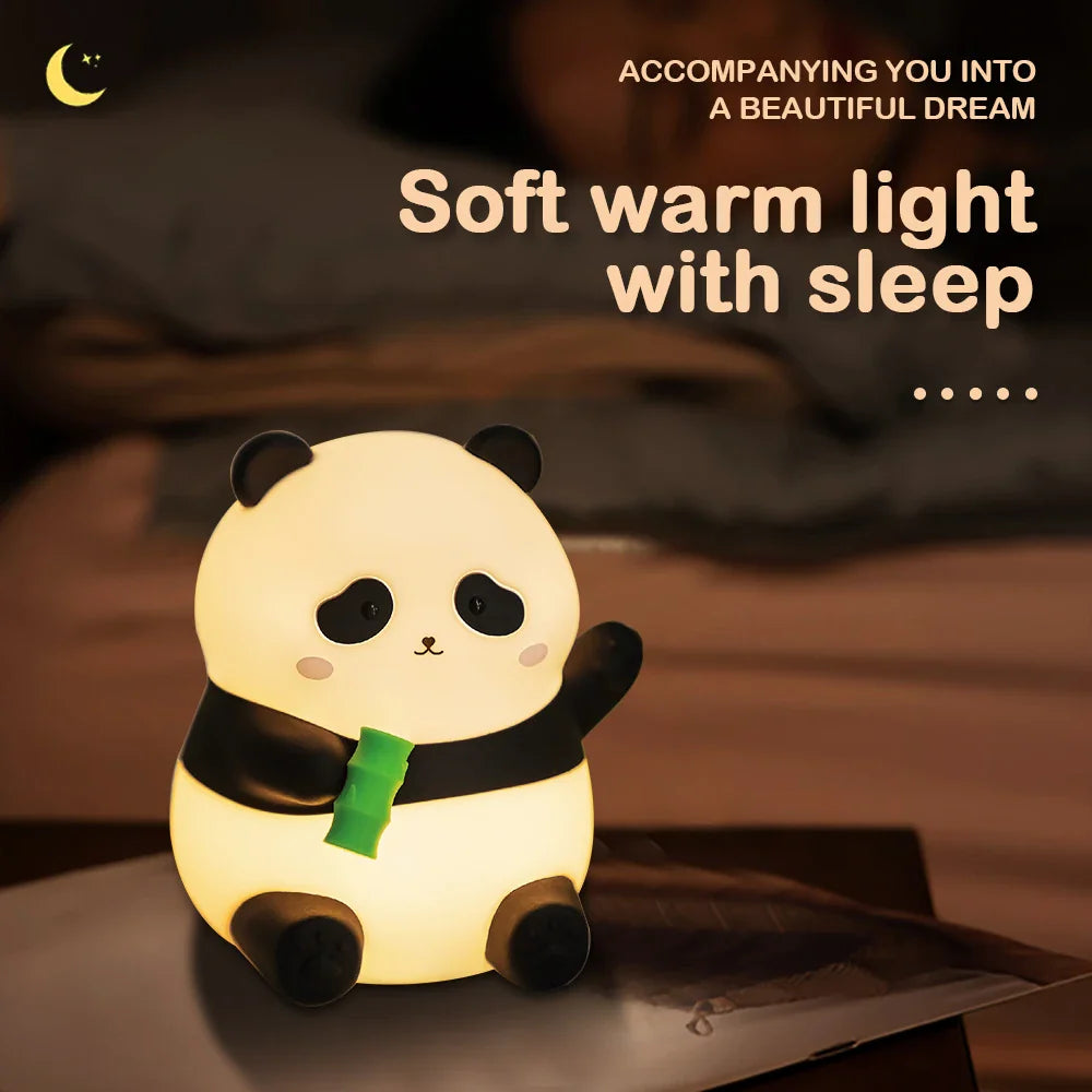 Panda Nursery Night Light - Dimmable Touch Lamp with Timer