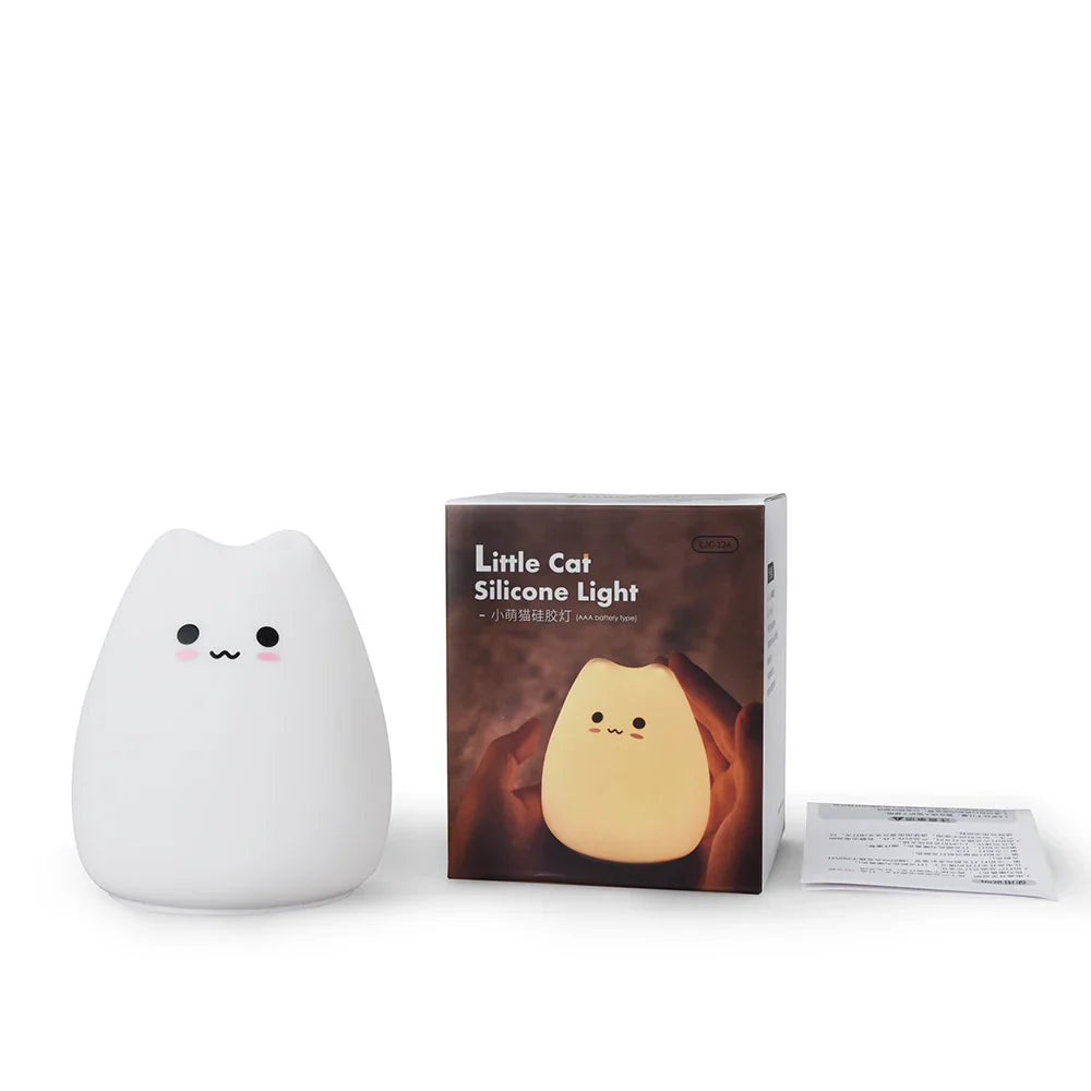 Cat Night Light - 7-Color Silicone Touch Lamp