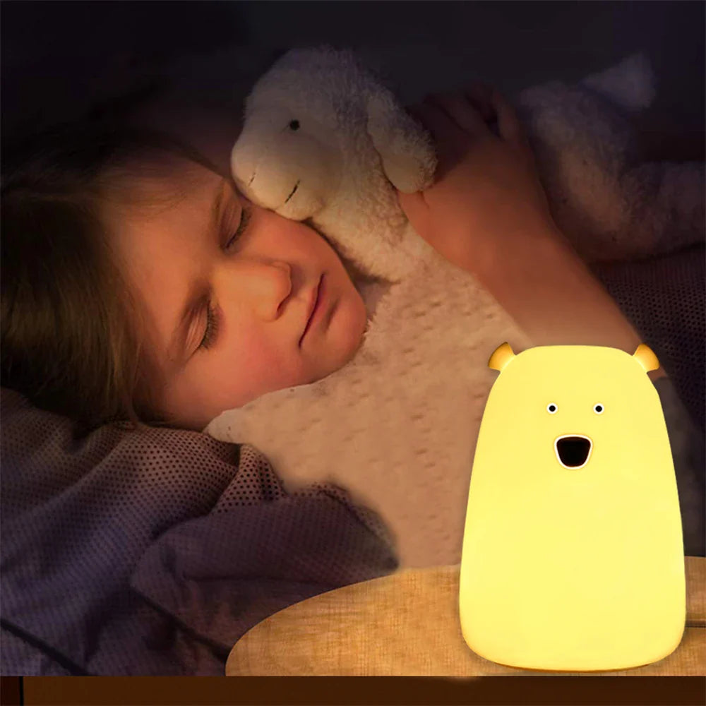 Bear LED Night Light - Touch Sensor Bedside Lamp for Kids