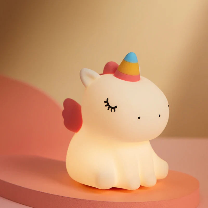 Unicorn LED Night Light - USB Rechargeable Silicone Lamp
