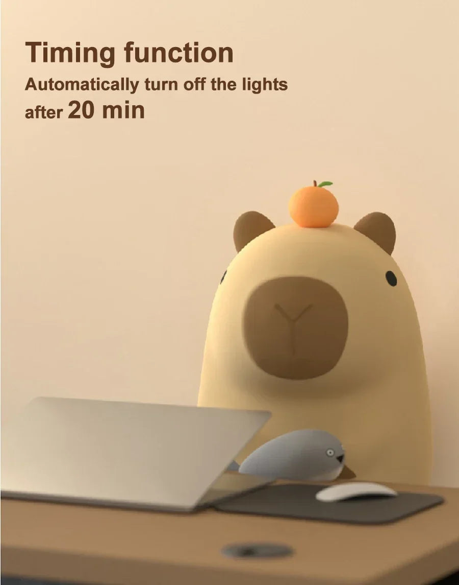 Orange Capybara Night Light - LED Touch Sensor Lamp