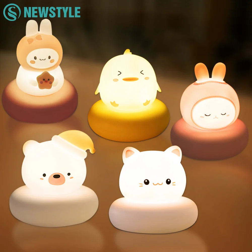 Dimmable Animal Night Light - USB Rechargeable Nursery Lamp