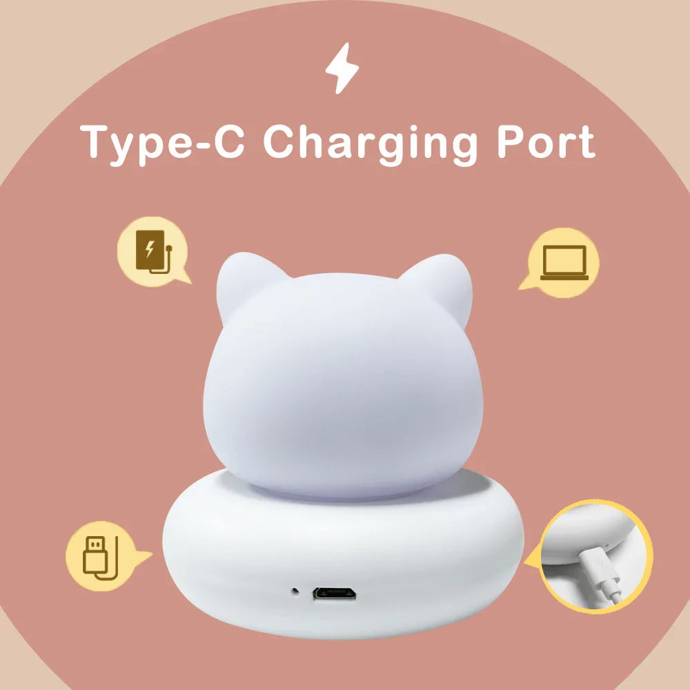Dimmable Animal Night Light - USB Rechargeable Nursery Lamp