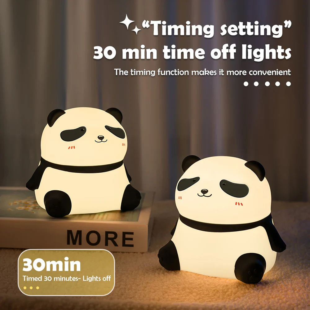 Panda Nursery Night Light - Dimmable Touch Lamp with Timer