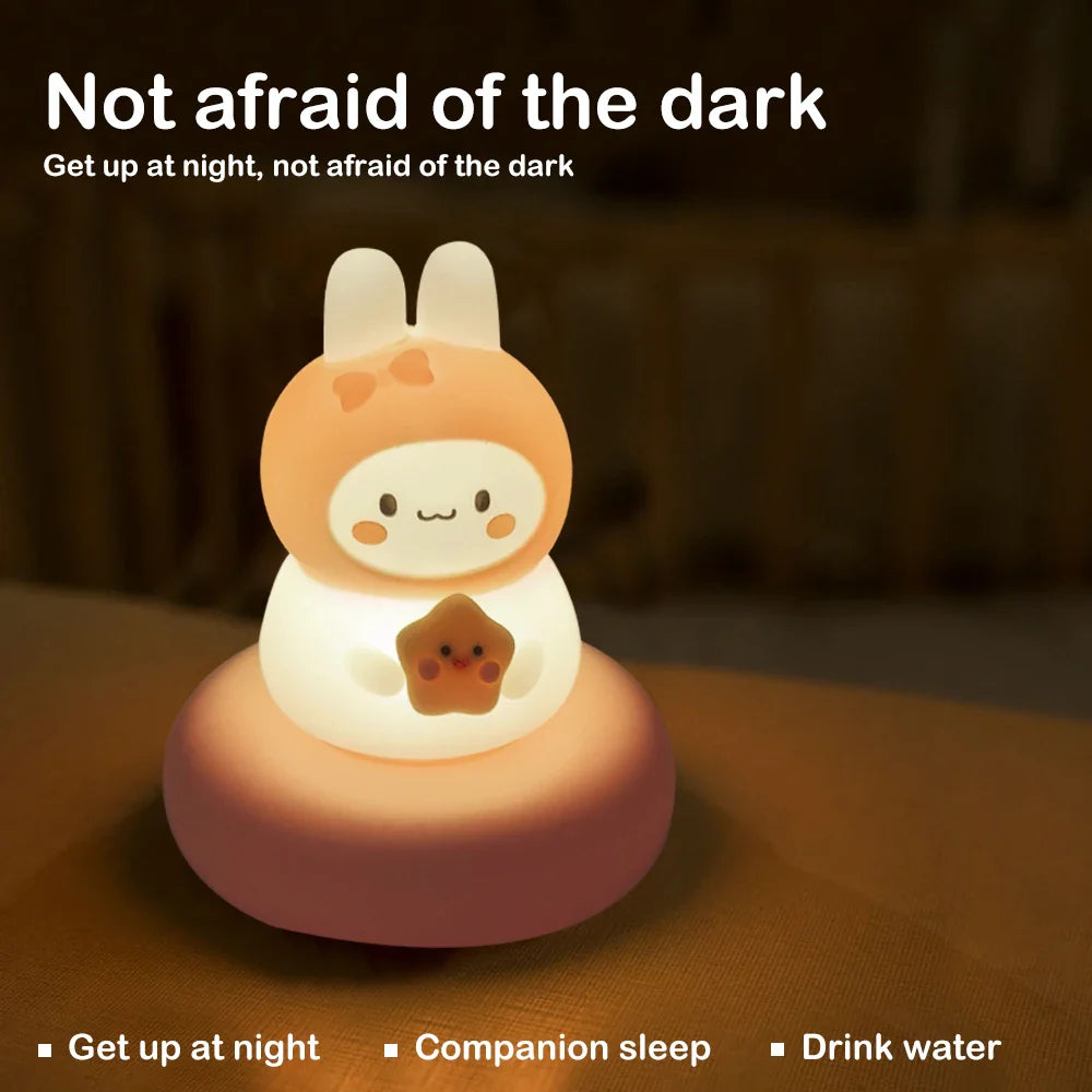 Dimmable Animal Night Light - USB Rechargeable Nursery Lamp