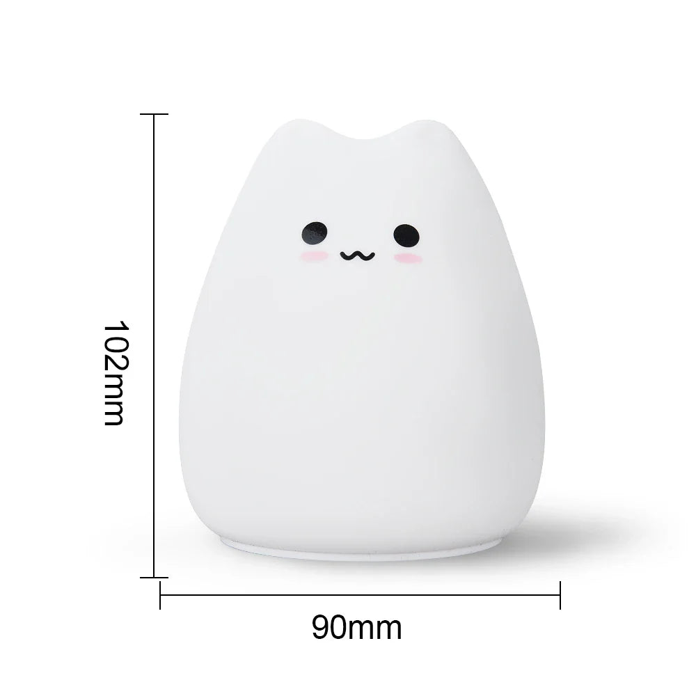 Cat Night Light - 7-Color Silicone Touch Lamp