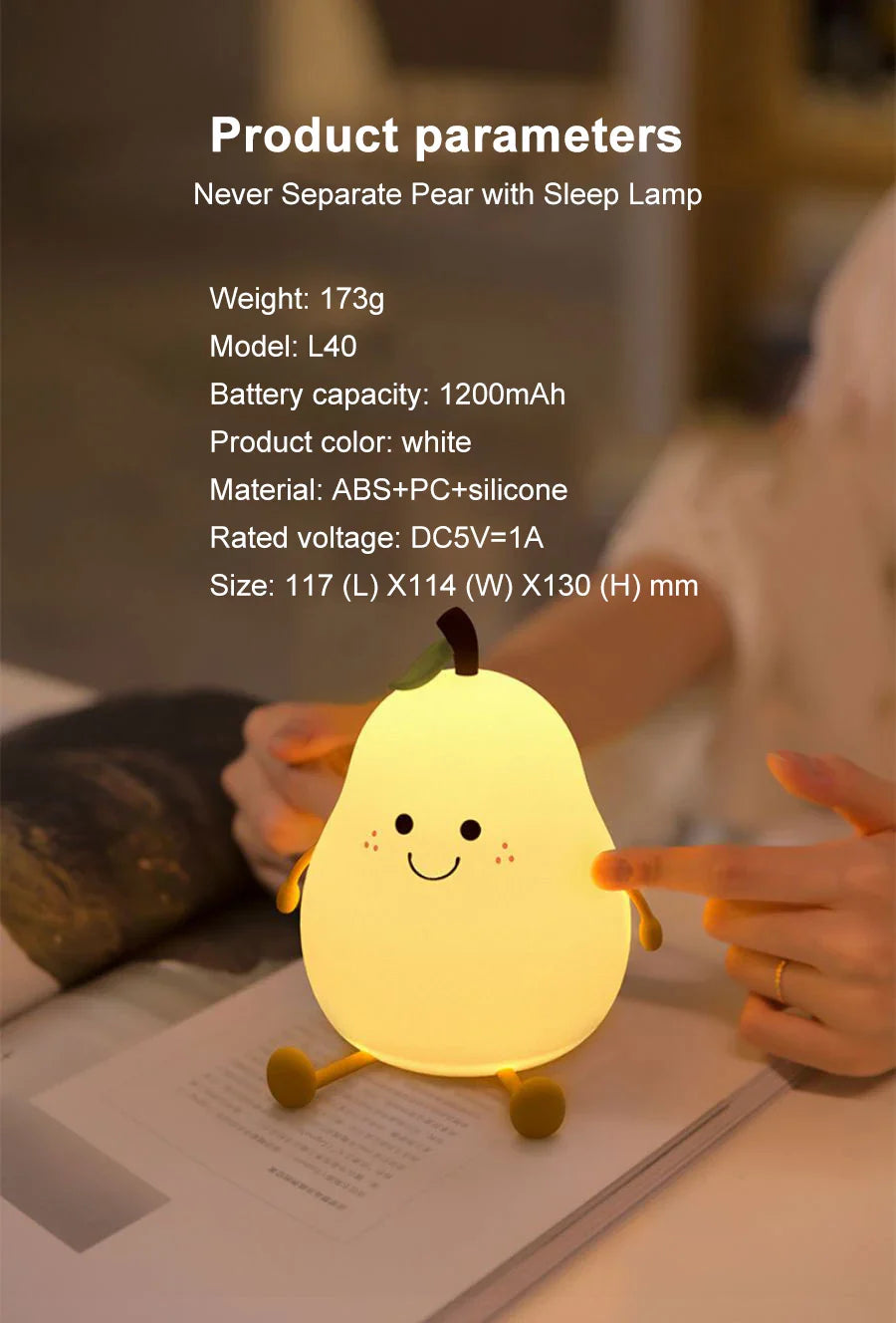 Pear Night Light - 7-Colors Dimming Touch Lamp