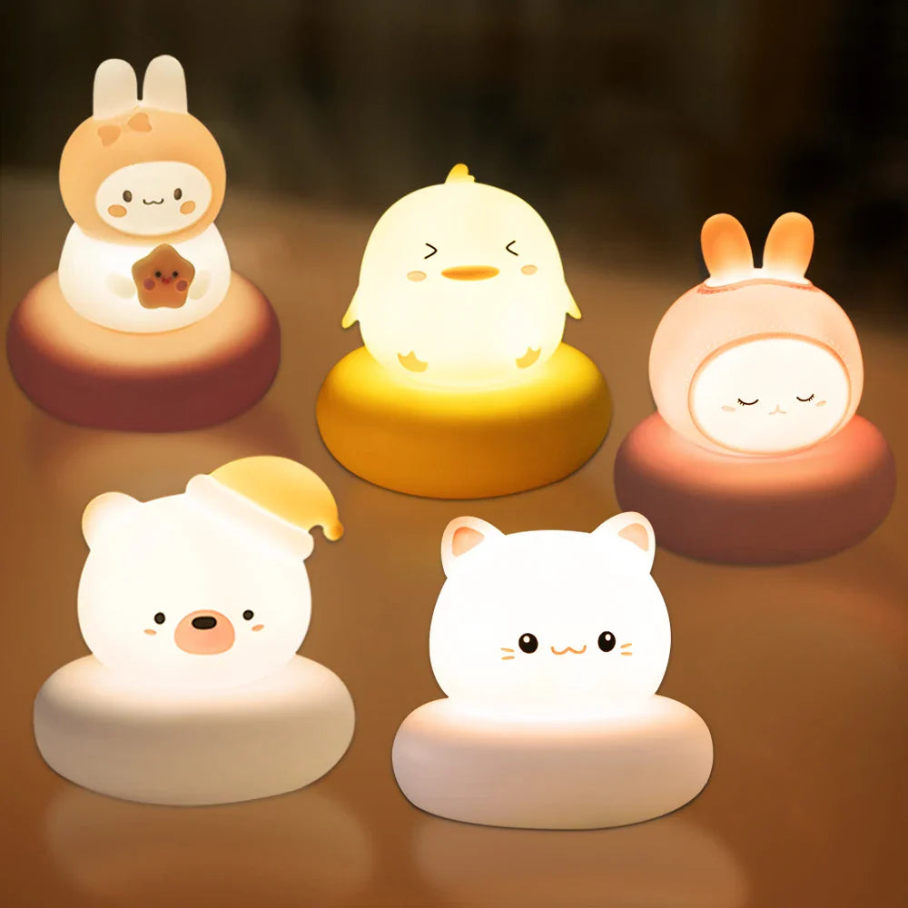 Dimmable Animal Night Light - USB Rechargeable Nursery Lamp