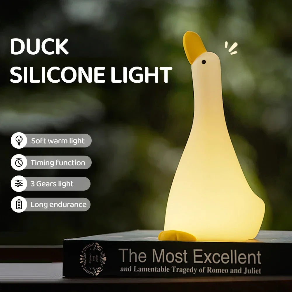 Duck Silicone Night Light - USB Rechargeable Dimmable Nursery Lamp