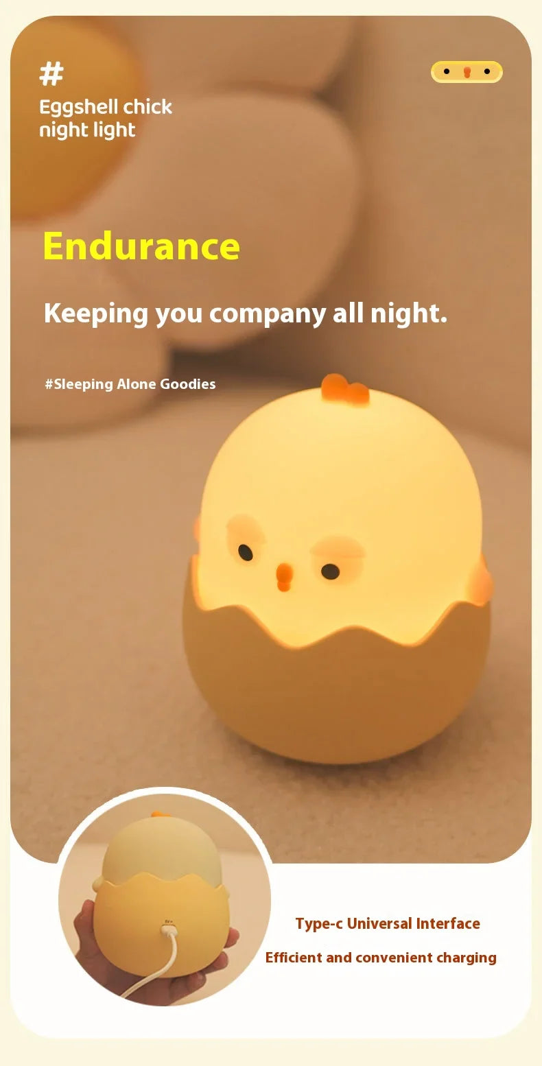 Chick Eggshell Night Light - USB Rechargeable Animal Lamp
