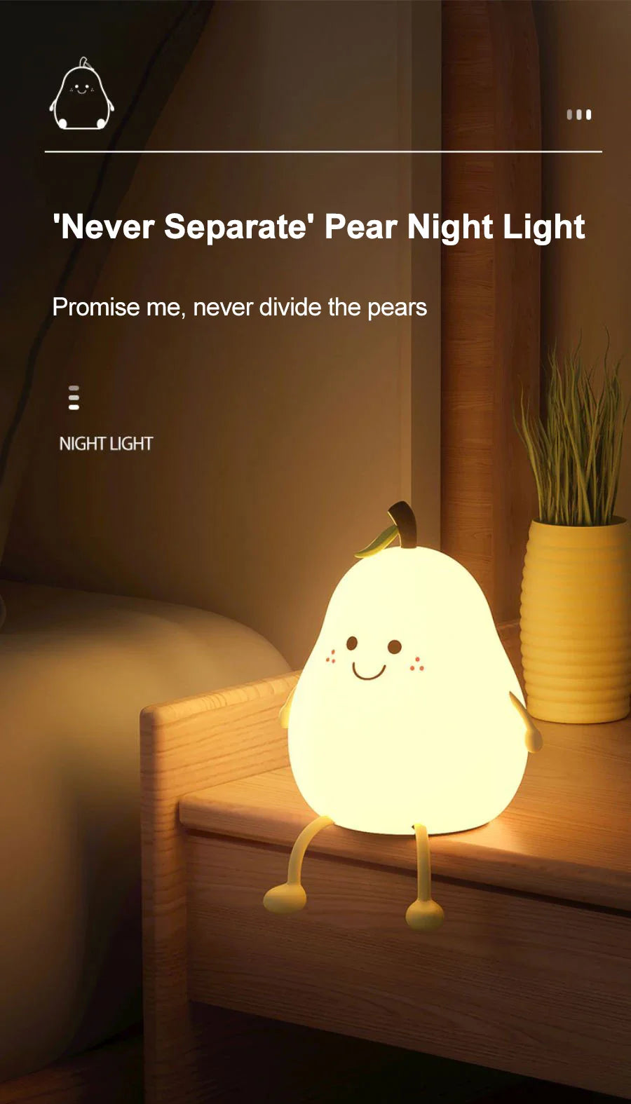 Pear Night Light - 7-Colors Dimming Touch Lamp
