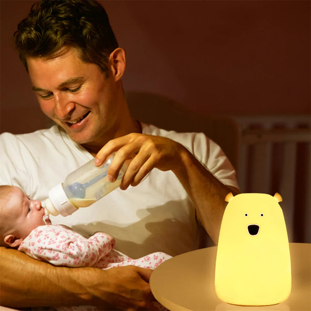 Bear LED Night Light - Touch Sensor Bedside Lamp for Kids