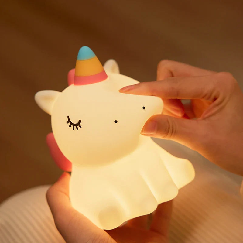 Unicorn LED Night Light - USB Rechargeable Silicone Lamp