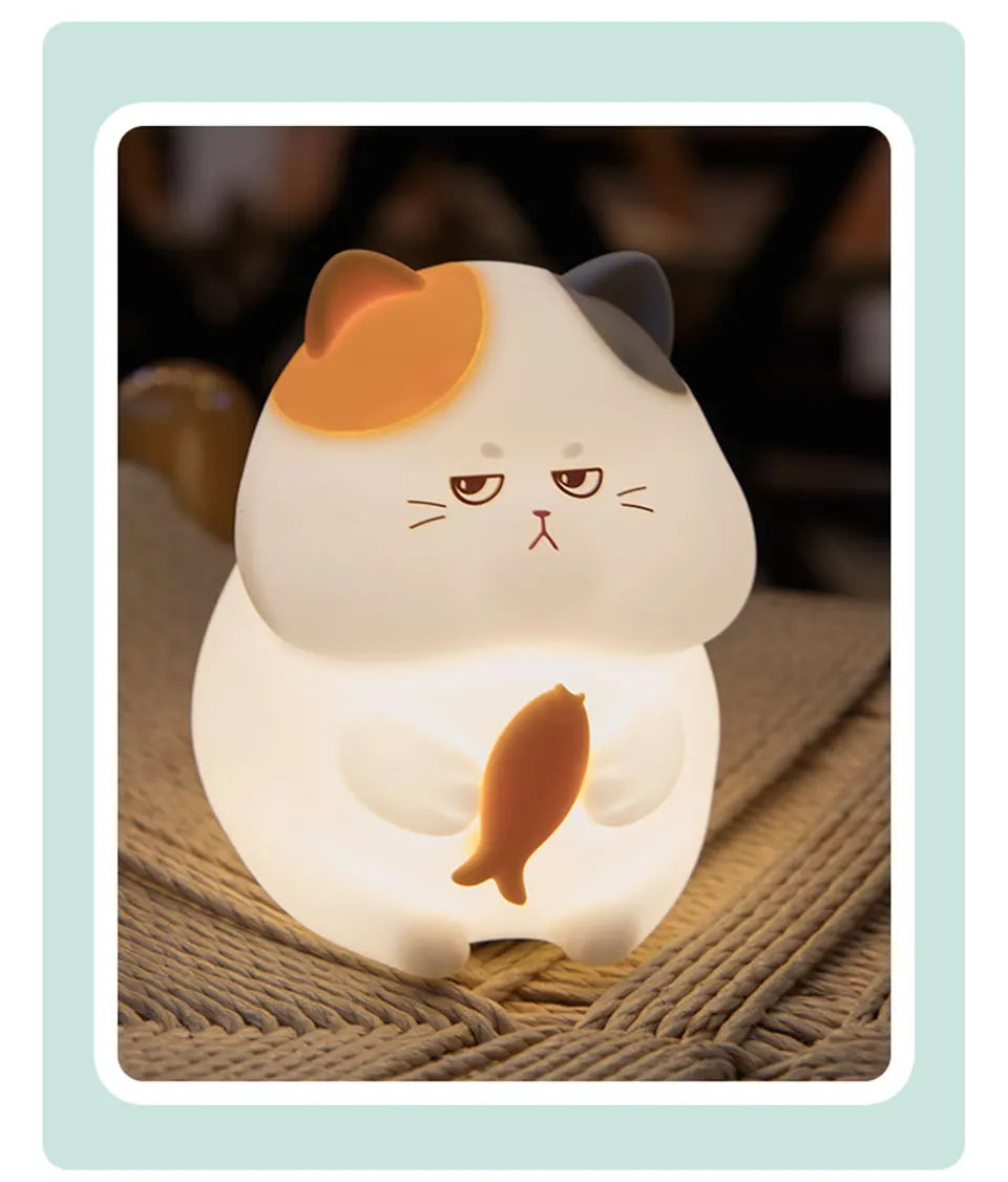 Gluttonous Cat Night Light - Fun Silicone Patting Lamp