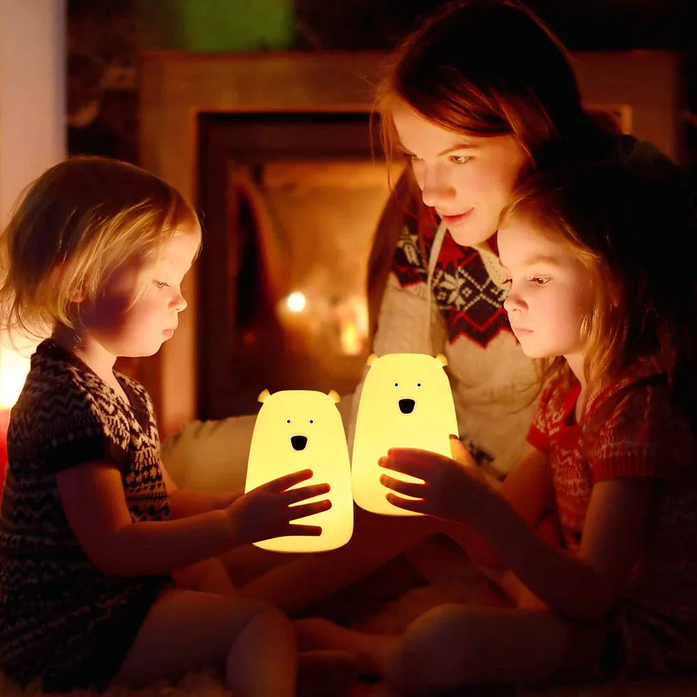 Bear LED Night Light - Touch Sensor Bedside Lamp for Kids