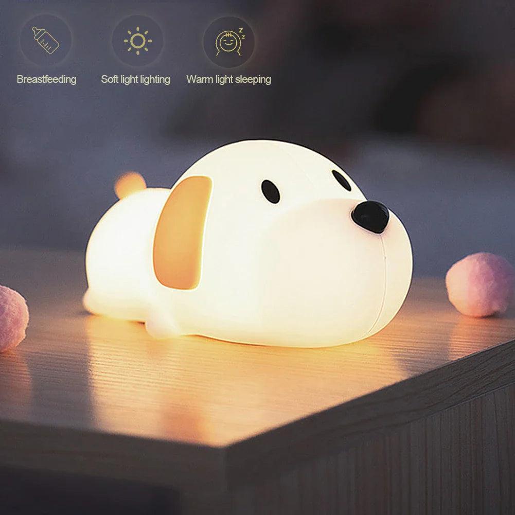 Puppy Silicone Night Light - USB Rechargeable LED Lamp
