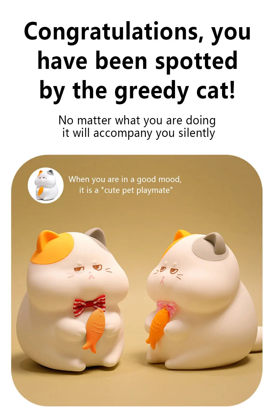 Gluttonous Cat Night Light - Fun Silicone Patting Lamp