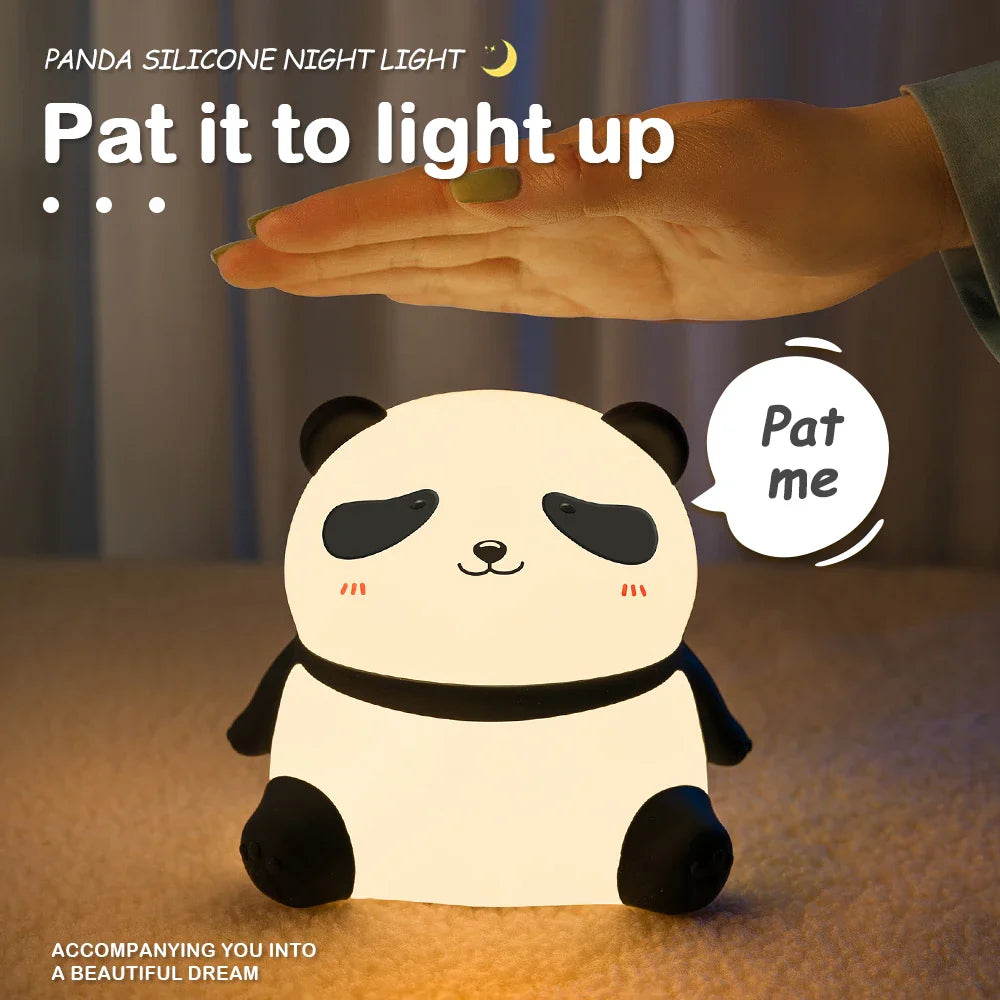 Panda Nursery Night Light - Dimmable Touch Lamp with Timer