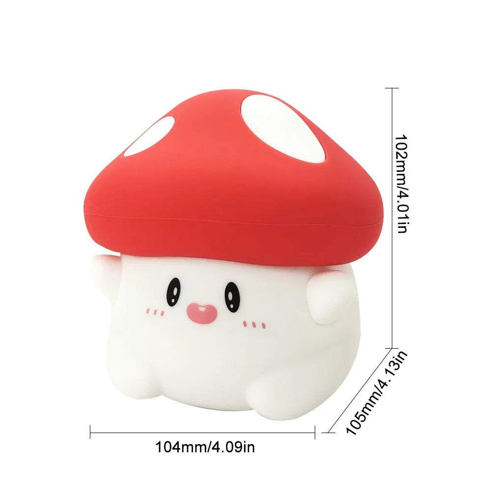 Mushroom Nursery Night Light - Touch Lamp with 2-Level Brightness