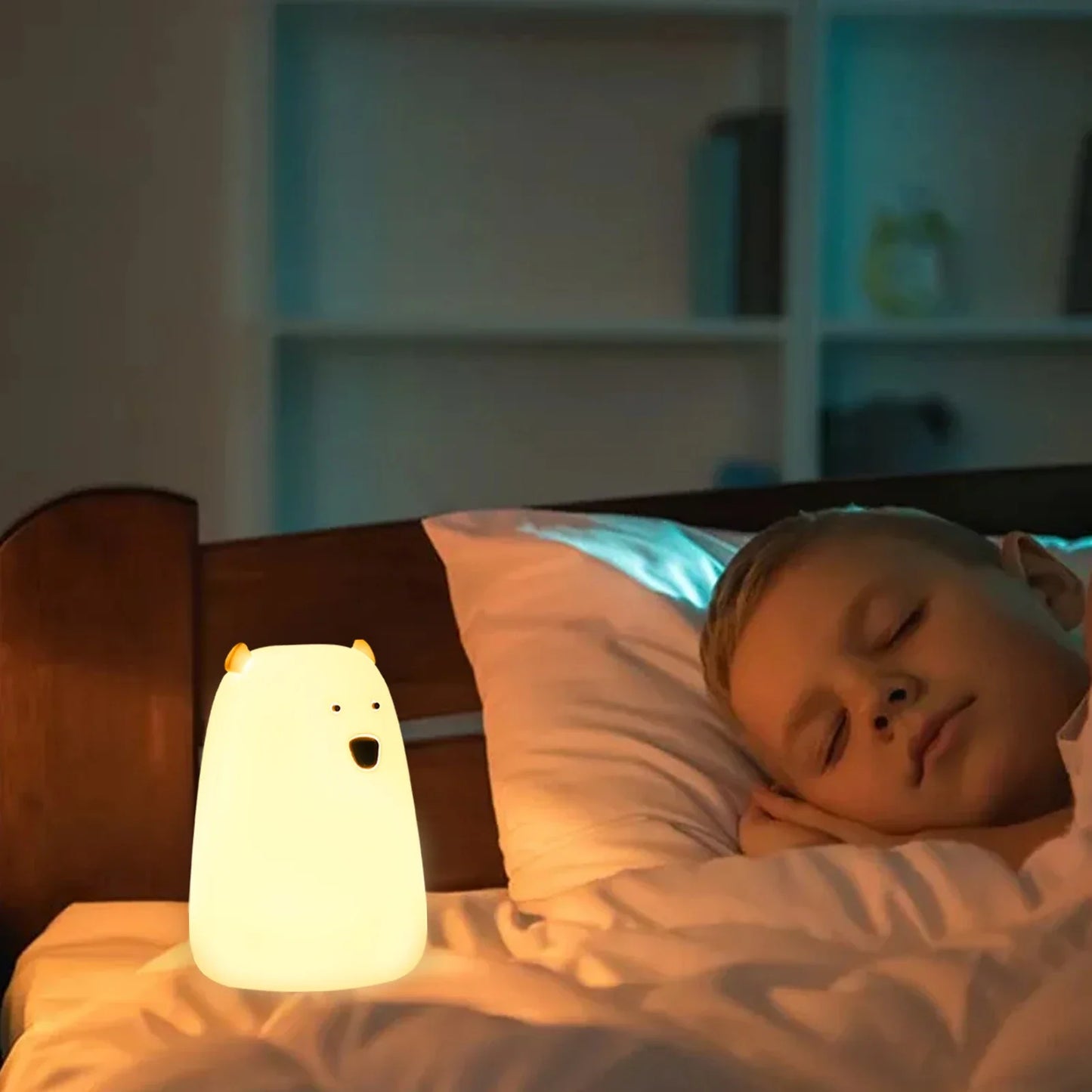 Bear LED Night Light - Touch Sensor Bedside Lamp for Kids
