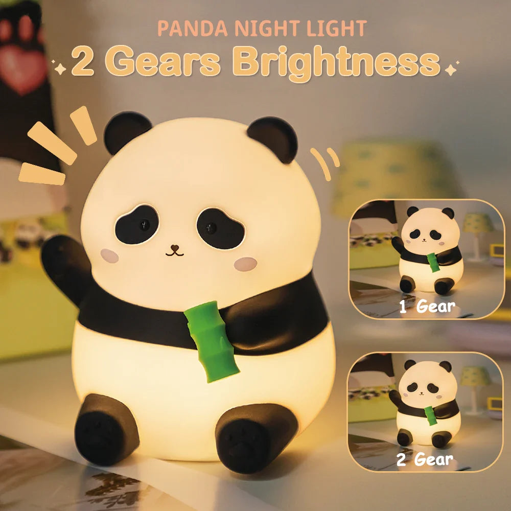 Panda Nursery Night Light - Dimmable Touch Lamp with Timer