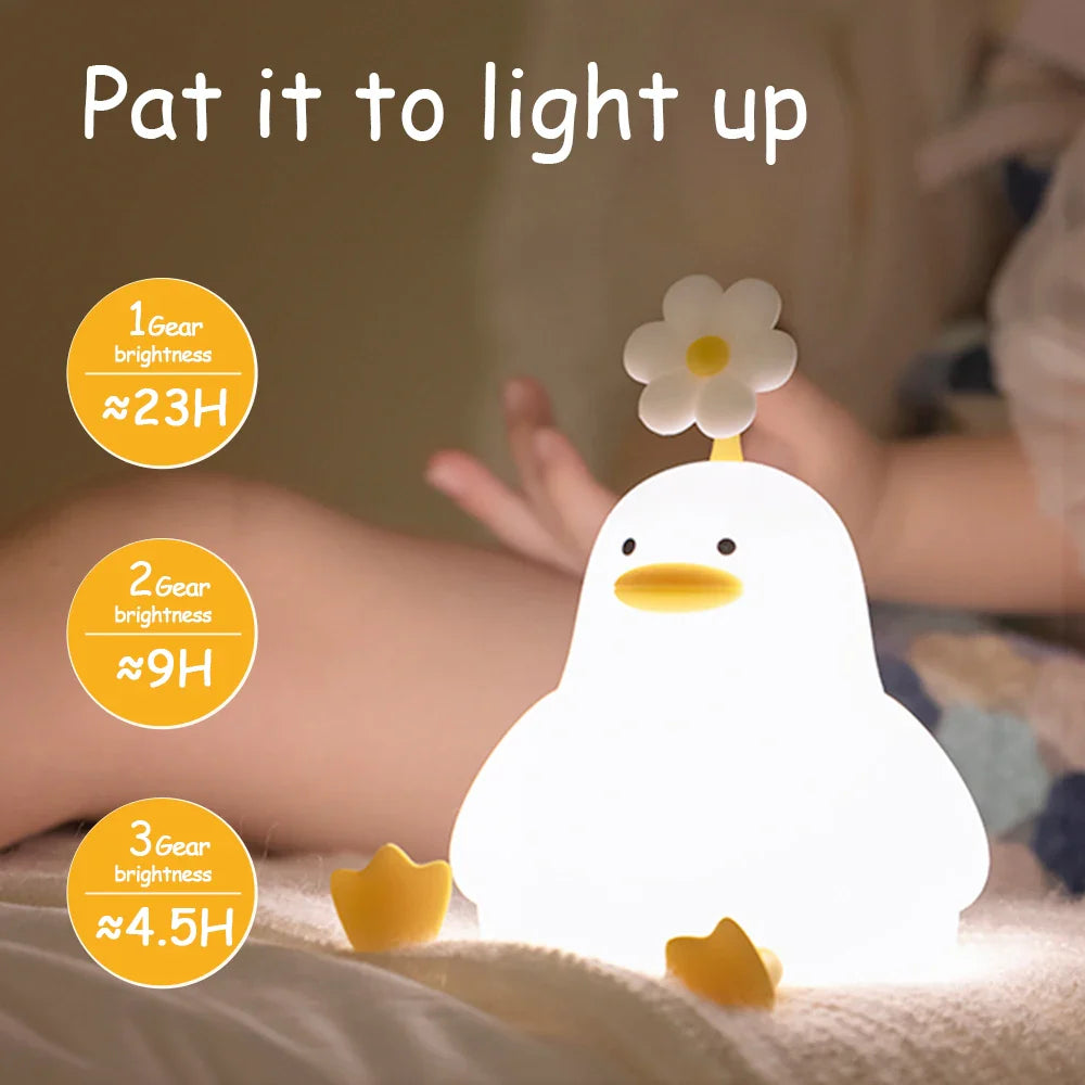 Duck Silicone Night Light - USB Rechargeable Dimmable Nursery Lamp