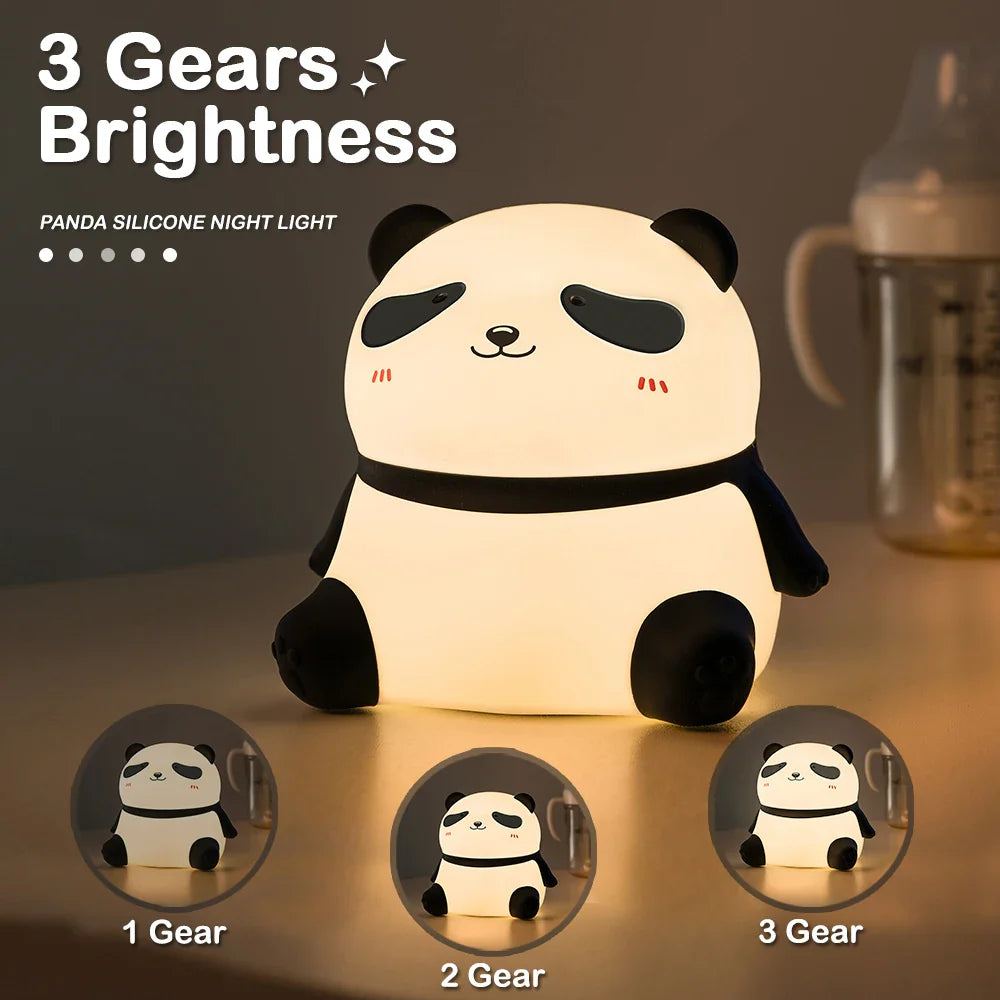 Panda Nursery Night Light - Dimmable Touch Lamp with Timer