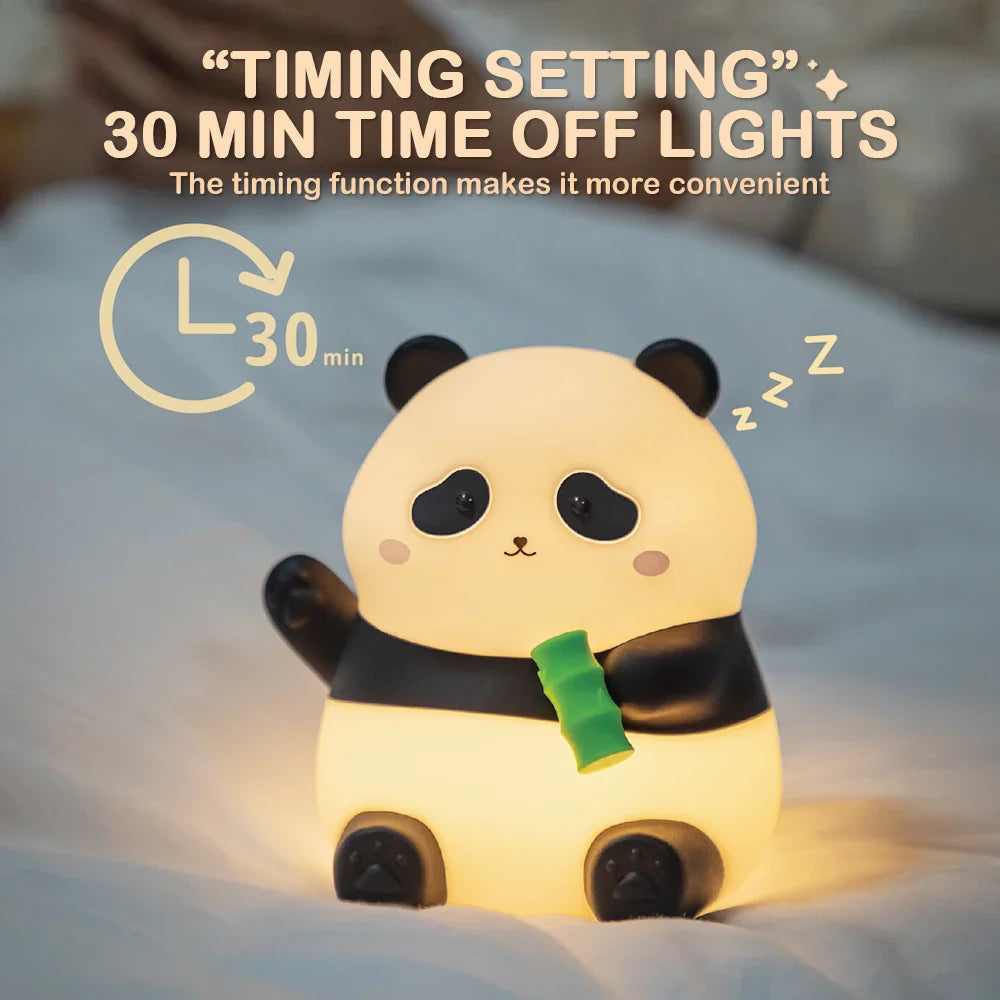 Panda Nursery Night Light - Dimmable Touch Lamp with Timer
